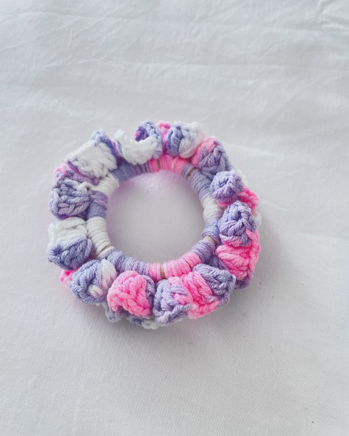 Tie dye crochet scrunchies